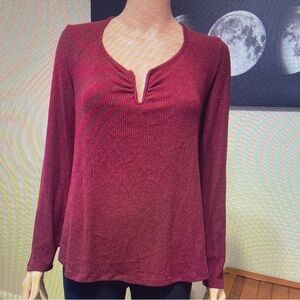 Women's Burgundy Long Sleeve Top